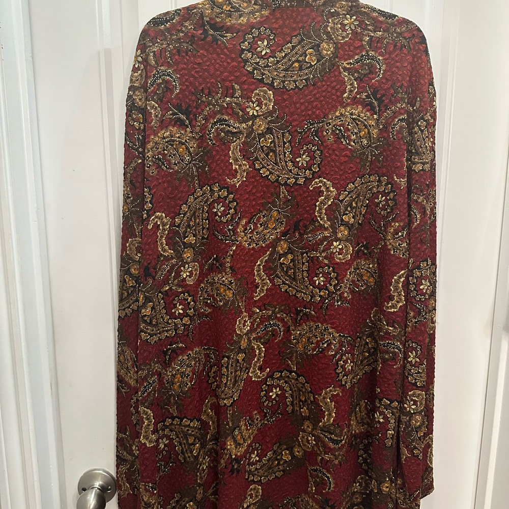 Coldwater Creek Red Paisley Blazer 3x artsy boho Lagenlook - Picture 6 of 7